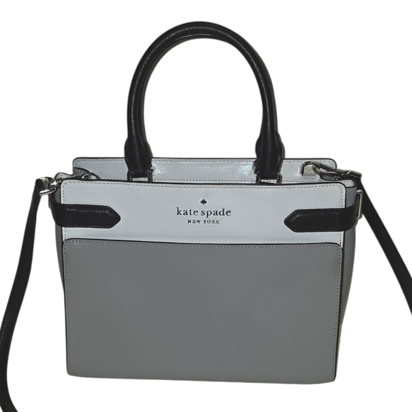 Kate Spade New York Staci Colorblock Medium Satchel Bag - Gray, Black, White - Picture 2 of 8